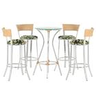 Jogo De Mesa Bistrô Com Tampo De Vidro Redondo 4 Banquetas Em