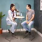 Jogo De Mesa Bistrô Hockey Com Tampo De Madeira E Duas Banque