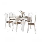Jogo De Mesa Branco 140cm Com 6 Cadeiras 121 Branco/rattan