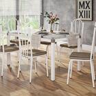 Jogo De Mesa Branco 140cm Com 6 Cadeiras 121 Branco/rattan