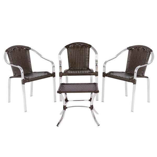 Jogo De Mesa Com 3 Cadeiras Em Aluminio E Fibra Sintetica Par