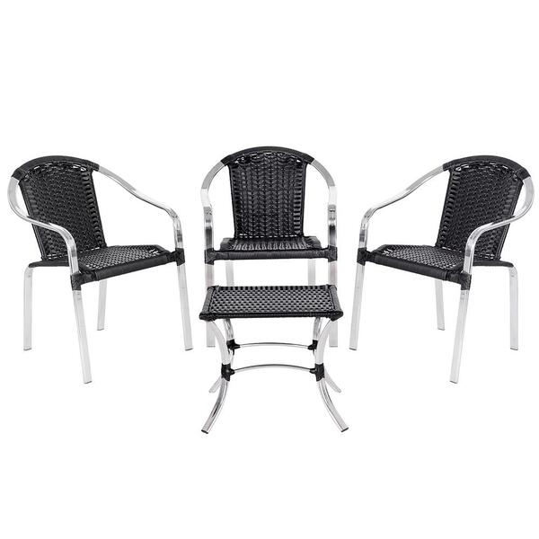 Jogo De Mesa Com 3 Cadeiras Em Aluminio E Fibra Sintetica Par