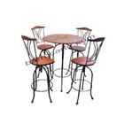 Jogo De Mesa Com 4 Cadeiras Giratórias Em Madeira E Ferro - 9