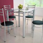 Jogo De Mesa Com 4 Cadeiras Tulipa Prata - Marcheli - Prata/p