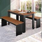 Jogo De Mesa Com Dois Bancos Natura Preto Primor Zanzini