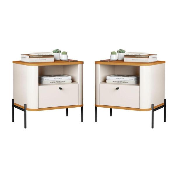 Jogo De Mesa De Cabeceira Bali Off White Nature Preto