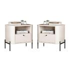 Jogo De Mesa De Cabeceira Bali Off White Preto