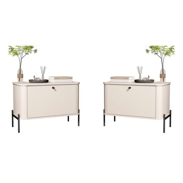 Jogo De Mesa De Cabeceira Sofia Off White Preto