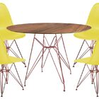 Jogo De Mesa De Jantar Eames Cobre Rose Gold Tampo Imbuia De