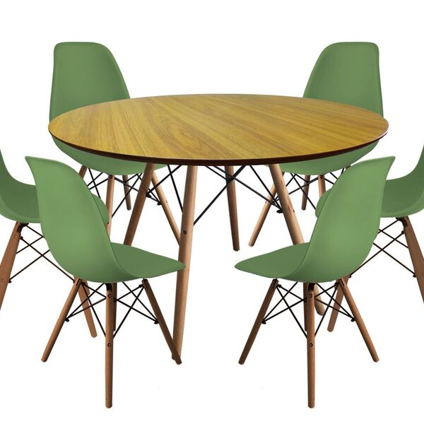Jogo De Mesa De Jantar Eames Tampo Freijó 120cm E 6 Cadeiras