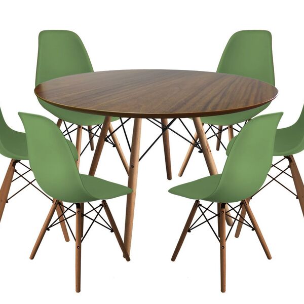 Jogo De Mesa De Jantar Eames Tampo Imbuia 120cm E 6 Cadeiras