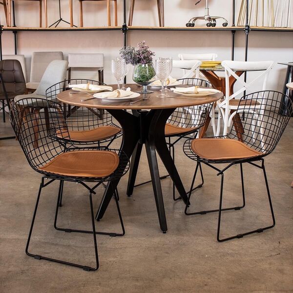 Jogo De Mesa De Jantar Gataíba Redonda Ebanizada Ø 1 00m Tamp