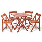 Jogo De Mesa Dobrável De Madeira Com 4 Cadeiras Gourmet Premi