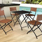 Jogo De Mesa Dobravel Preto Com 4 Cadeiras Caramelo