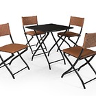 Jogo De Mesa Dobravel Preto Com 4 Cadeiras Caramelo