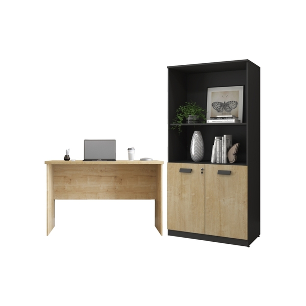 Jogo De Mesa E Armário Dortmund Rangers Natura/preto