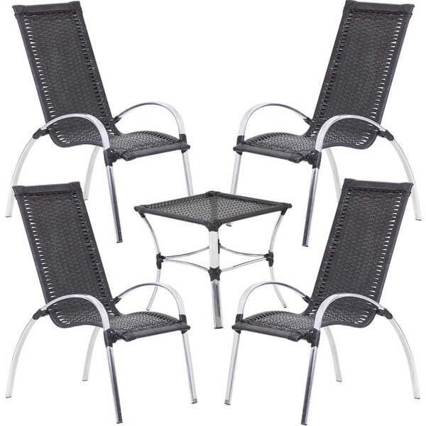 Jogo De Mesa E Cadeiras De Alumínio Em Fibra Sintética Área E