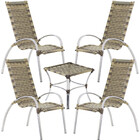 Jogo De Mesa E Cadeiras De Alumínio Em Fibra Sintética Área E