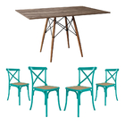 Jogo De Mesa Eiffel Retangular Tampo De Madeira 120x75cm Amên