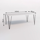 Jogo De Mesa Elen Retangular Tampo De Madeira 140x80cm Branco