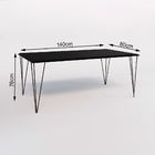 Jogo De Mesa Elen Retangular Tampo De Madeira 140x80cm Preto