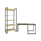 Jogo De Mesa Em L E Estante Bill Natura Preto