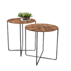 Jogo De Mesa Lateral Oasis Redonda Base Em Aço Carbono Com Ta