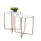 Jogo De Mesa Lateral Oasis Redonda Base Em Aço Carbono Com Ta