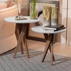 Jogo De Mesa Lateral Ville Branco Pés Em Eucalipto