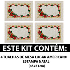 Jogo De Mesa Lugar Americano - 4 Peças  Algodão Estampa Natal