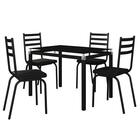 Jogo De Mesa Malva 107cm E 4 Cadeiras 118 Preto Fosco - Artef