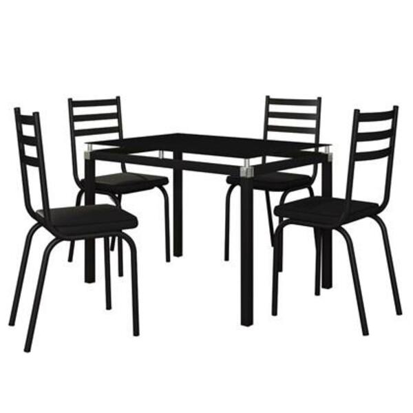 Jogo De Mesa Malva 107cm E 4 Cadeiras 118 Preto Fosco - Artef