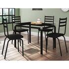Jogo De Mesa Malva 107cm E 4 Cadeiras 118 Preto Fosco - Artef