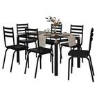 Jogo De Mesa Malva 140cm E 6 Cadeiras 118 Preto Fosco - Artef