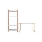 Jogo De Mesa Minimalista E Estante Hefesto Branco Cobre