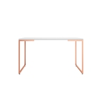 Jogo De Mesa Minimalista E Estante Hefesto Branco Cobre