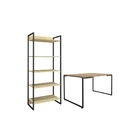 Jogo De Mesa Minimalista E Estante Hefesto Natura Preto