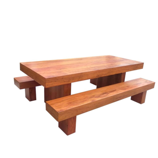 Jogo De Mesa Paula Em Madeira De Demolição - Cód 1451