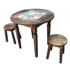 Jogo De Mesa Redonda Com 2 Banquetas De Madeira Maciça Moveis