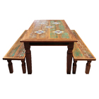 Jogo De Mesa Rústico Angelina Em Madeira De Demolição - Cód 2