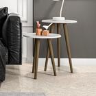 Jogo De Mesas Antic Apoio E Lateral Efeito Marmorato Carrara