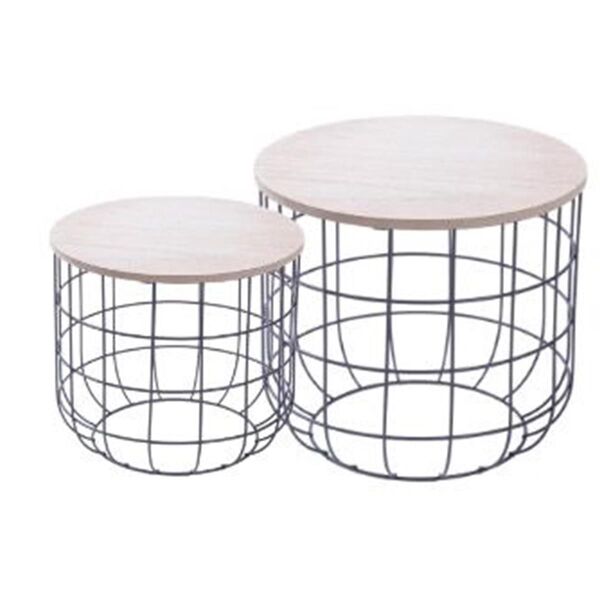 Jogo De Mesas De Apoio Ninho Dos Pássaros Com Tampo De Madeira