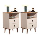 Jogo De Mesas De Cabeceira Com Nicho Allen Off White Freijó