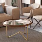 Jogo De Mesas Liechtestein Castanho Dourado