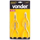 Jogo De Mini Alicates 4 Peças Em Aço Cromo Vanádio Vonder