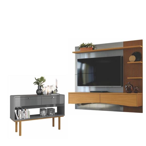 Jogo De Painel E Aparador Bennett Cinza Perolizado Tauari