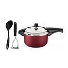 Jogo De Panela De Pressão 6l Vermelha Com Amassador Inox E Co