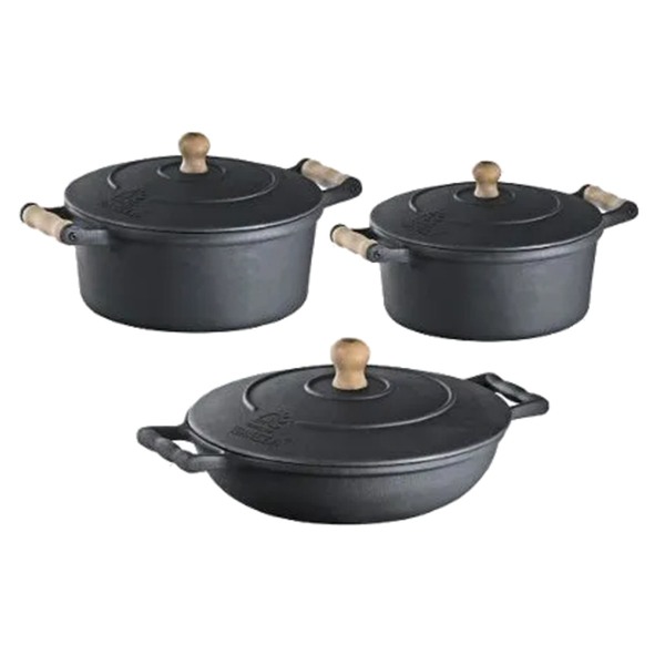 Jogo De Panela Ferro  2 Caçarolas  1 Frigideira Alça Ferro