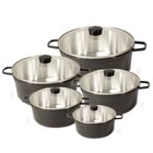 Jogo De Panela Fundida Alumínio Batido Caçarolas 5 Peças Tamp