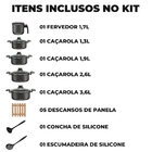 Jogo De Panelas 05 Peças Antiaderentes C/ Tampas De Vidro + 0